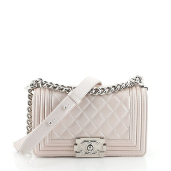 Chanel Boy Flap Bag Quilted Iridescent Goatskin Small