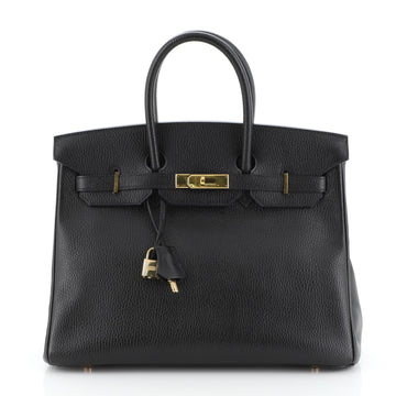 Hermes Birkin Handbag Black Ardennes with Gold Hardware 35