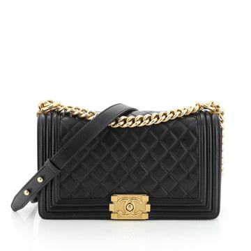 Chanel Boy Flap Bag Quilted Lambskin Old Medium