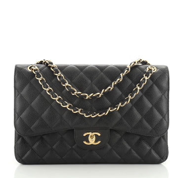 Chanel Classic Double Flap Bag Quilted Caviar Jumbo