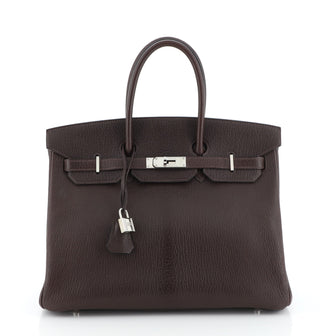 Hermes Birkin Handbag Brown Chevre de Coromandel with Palladium Hardware 35