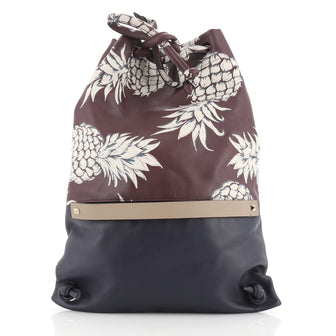 Valentino Drawstring Backpack Printed Leather Large