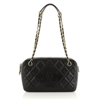 Chanel Diamond CC Camera Case Bag Quilted Lambskin Medium