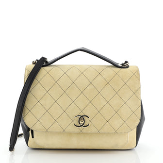 Chanel Business Affinity Flap Bag Quilted Suede Large