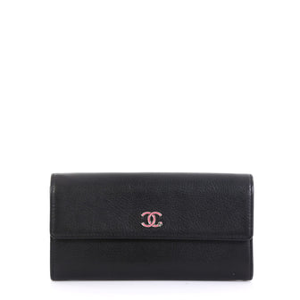 Chanel CC Gusset Flap Wallet Goatskin Long