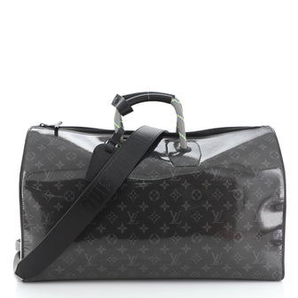 Louis Vuitton Keepall Bandouliere Bag Limited Edition Monogram Glaze Eclipse Canvas 50