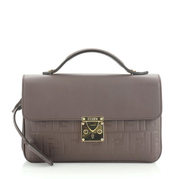 Fendi Logo Clutch Embossed Leather 