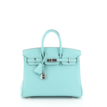 Hermes Birkin Handbag Blue Swift with Palladium Hardware 25