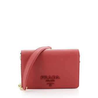 Prada Chain Wallet Crossbody Saffiano Leather 