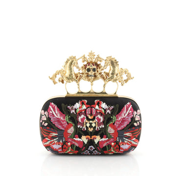 Alexander McQueen Unicorn Skull Knuckle Box Clutch Embroidered Mesh Small