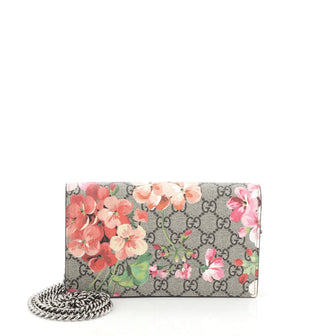 Gucci Chain Wallet Blooms Print GG Coated Canvas 
