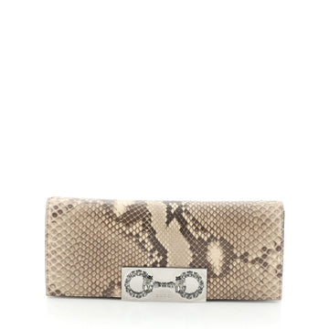Gucci Broadway Crystal Horsebit Clutch Python 