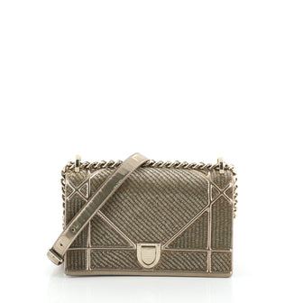 Christian Dior Diorama Flap Bag Beaded Leather Small
