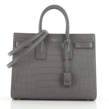 Saint Laurent Sac de Jour Bag Crocodile Embossed Leather Small