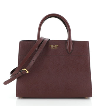 Prada Bibliotheque Handbag Saffiano Leather with City Calfskin Medium