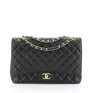 Chanel Classic Double Flap Bag Quilted Caviar Maxi