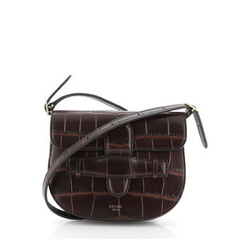 Celine Symmetrical Shoulder Bag Crocodile Embossed Leather Mini