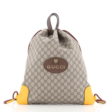 Gucci Animalier Drawstring Backpack GG Coated Canvas Large