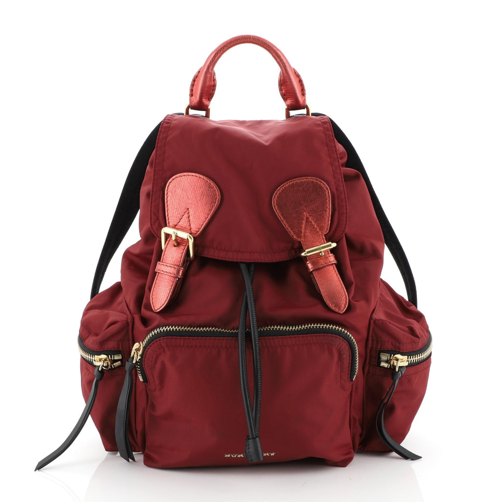 Burberry Rucksack Backpack Nylon with Leather Medium Red 470764
