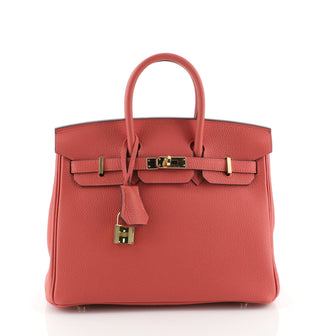 Hermes Birkin Handbag Red Togo with Gold Hardware 25