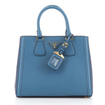 Prada Bicolor Lux Convertible Open Tote Saffiano Leather Small