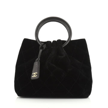Chanel Vintage Ring Handle Bag Quilted Velvet Small