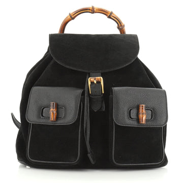 Gucci Vintage Bamboo Backpack Suede Medium
