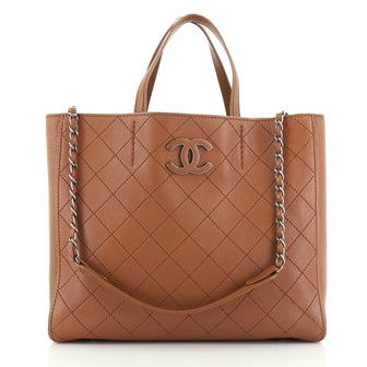 Chanel Covered CC Tote Quilted Caviar Medium