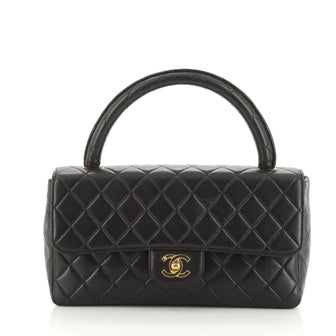 Chanel Vintage Twin Top Handle Flap Bag Quilted Lambskin Medium