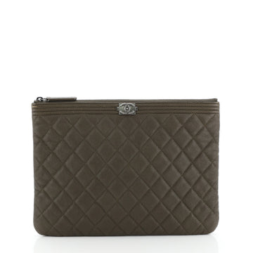 Chanel Boy O Case Clutch Quilted Caviar Medium