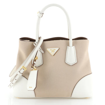 Prada Cuir Double Tote Canvas and Saffiano Leather Small