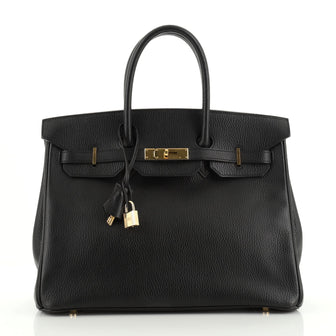 Hermes Birkin Handbag Black Ardennes with Gold Hardware 35
