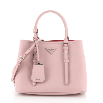 Prada Covered Strap Cuir Double Tote Saffiano Leather Medium
