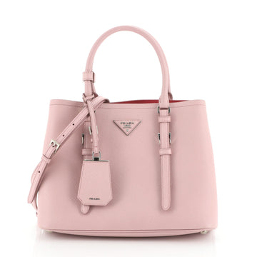 Prada Covered Strap Cuir Double Tote Saffiano Leather Medium
