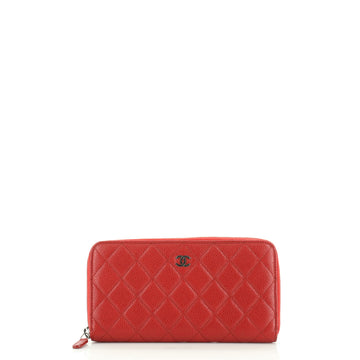 Chanel Zip Around Wallet Quilted Caviar Long