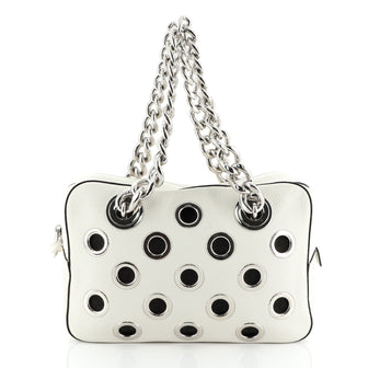 Prada Grommet Chain Shoulder Bag Vitello Daino Medium