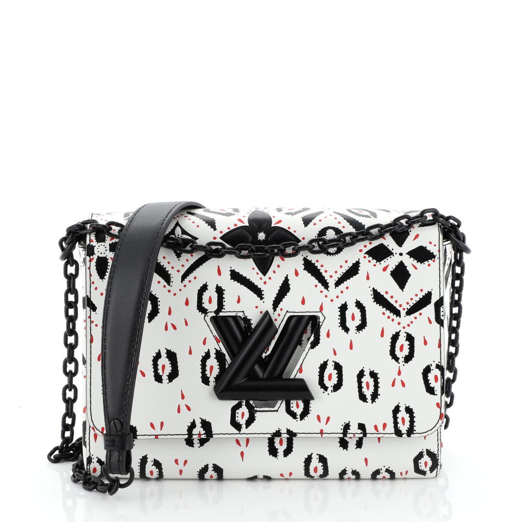 Louis Vuitton White/Black Graphic Print Leather Twist MM Bag