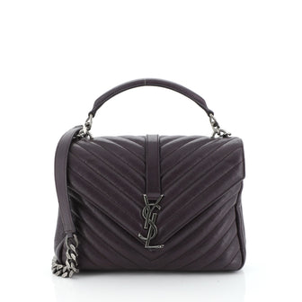 Saint Laurent Classic Monogram College Bag Matelasse Chevron Leather Medium