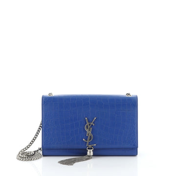 Saint Laurent Classic Monogram Tassel Crossbody Bag Crocodile Embossed Leather Medium