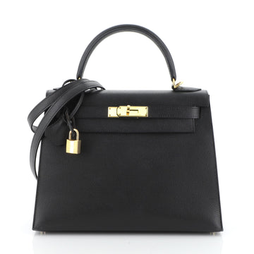 Hermes Kelly Handbag Black Epsom with Gold Hardware 28