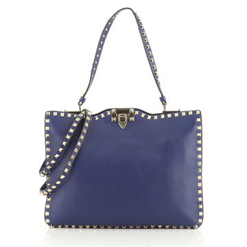 Valentino Rockstud Flip Lock Convertible Shoulder Bag Leather Medium