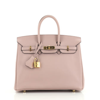 Hermes Birkin Handbag Pink Evercolor with Gold Hardware 25