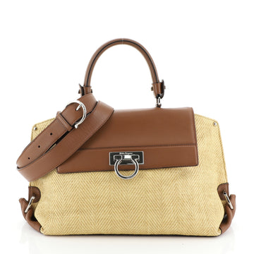 Salvatore Ferragamo Sofia Satchel Straw Medium