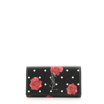 Saint Laurent Classic Monogram Flap Wallet Printed Leather 