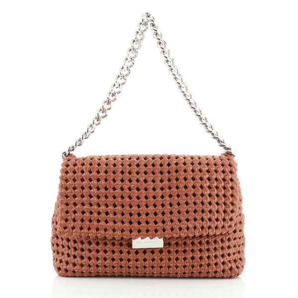 Stella McCartney Bex Shoulder Bag Woven Faux Leather Small Brown