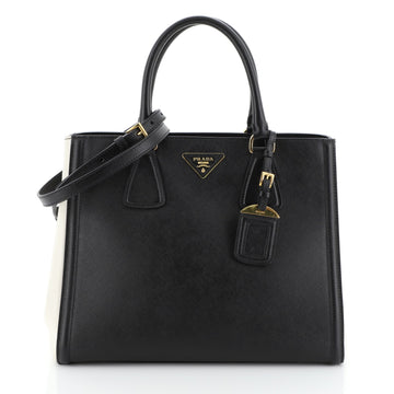 Prada Bicolor Lux Convertible Open Tote Saffiano Leather Medium