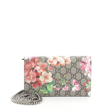 Gucci Chain Wallet Blooms Print GG Coated Canvas 