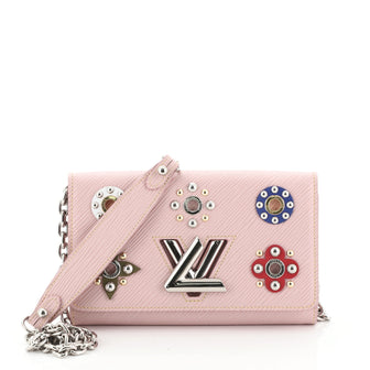 Louis Vuitton Twist Chain Wallet Limited Edition Mechanical Flowers Epi Leather Pink 473105