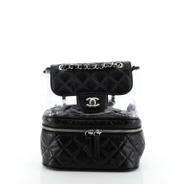 Chanel Zip Around Flap Backpack Quilted Crumpled Calfskin and PVC Small