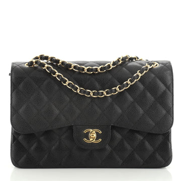 Chanel Classic Double Flap Bag Quilted Caviar Jumbo